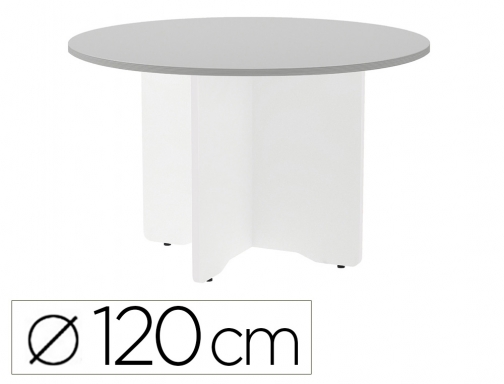 Mesa de reunion Rocada redonda 3006AW02 estructura madera en aspas color blanco, imagen mini