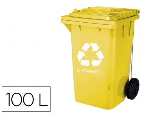 Papelera contenedor Q-connect plastico amarillo para plasticos y envases de metal 100l KF16543, imagen mini