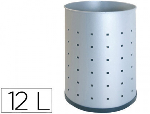 Papelera de metal 101-r plateada pintada perforada 315x215 mm Sie 101-R-PL , plata, imagen mini