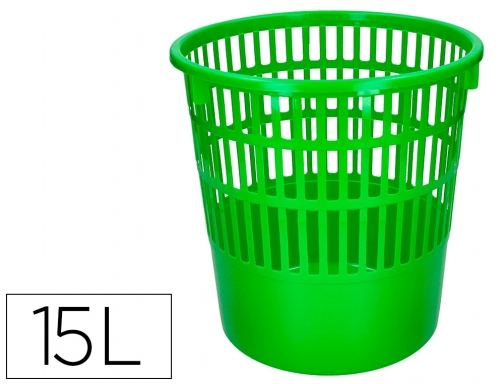Papelera plastico Q-connect 15 litros color verde 285x290 mm KF03773, imagen mini