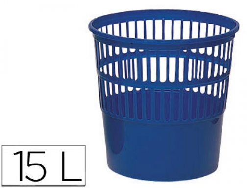 Comprar Papelera plastico Q-connect 15 litros rejilla color azul 285x290 mm KF15148