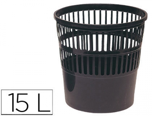 Papelera plastico Q-connect 15 litros color negro 285x290 mm KF15149, imagen mini