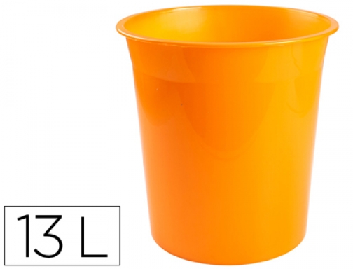 Papelera plastico Q-connect naranja translucido 13 litros 275x285 mm KF19040, imagen mini