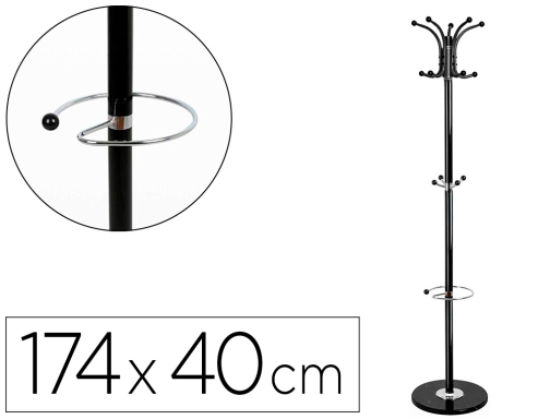 Comprar Perchero de metal Qconnect negro de pie 10 colgadores y paraguero 174x40 KF17119