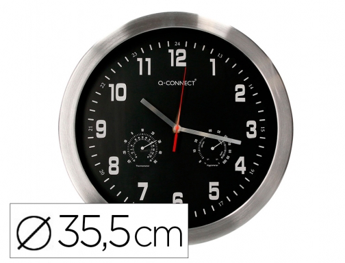 Reloj Q-connect de pared de metal redondo 35,5 cm movimiento silencioso color KF16953 , cromado, imagen mini