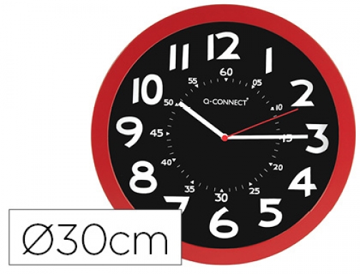 Reloj Q-connect de pared plastico oficina redondo 30 cm color rojo y KF11215, imagen mini