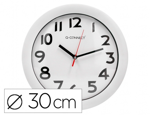 Reloj Q-connect de pared plastico oficina redondo 30 cm marco blanco KF15589, imagen mini