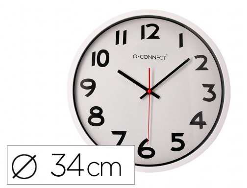 Reloj Q-connect de pared plastico oficina redondo 34 cm marco blanco KF15591, imagen mini