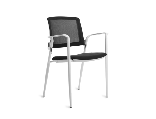 Comprar Silla Rocada confidente brazos fijos estructura de metal blanca asiento tela ignifuga 906V23W4 , negro