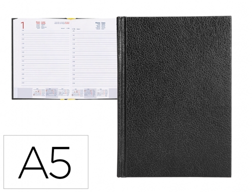 Comprar Agenda encuadernada Liderpapel corfu 15x21 cm 2024 dia pagina color negro papel 167040