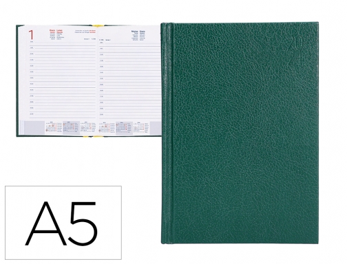 Comprar Agenda encuadernada Liderpapel corfu 15x21 cm 2024 dia pagina color verde papel 167042