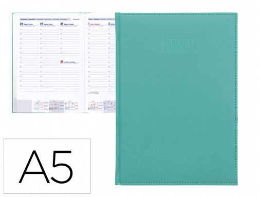 Comprar Agenda encuadernada Liderpapel creta 15x21 cm 2024 semana vista color turquesa papel 167138