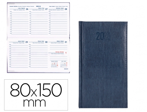 Agenda encuadernada Liderpapel creta 8x15 cm 2023 semana vista color azul papel 164069, imagen mini