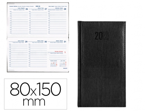Agenda encuadernada Liderpapel creta 8x15 cm 2023 semana vista color negro papel 164071, imagen mini