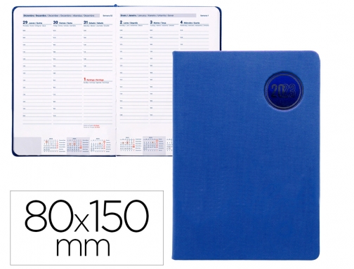 Agenda encuadernada Liderpapel kilkis 8x15 cm 2023 semana vista color azul papel 164082, imagen mini