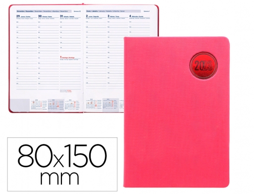 Agenda encuadernada Liderpapel kilkis 8x15 cm 2023 semana vista color rosa papel 164084, imagen mini