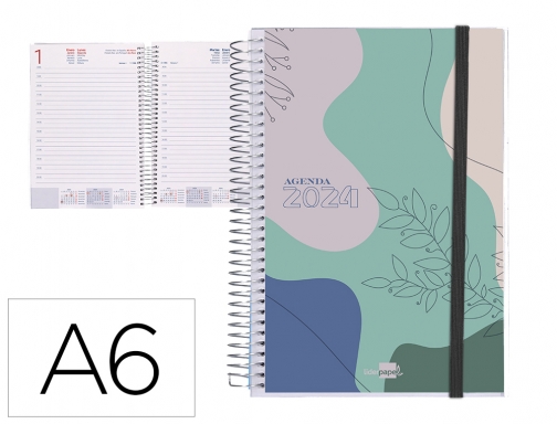 Comprar Agenda espiral Liderpapel tinos A6 2024 dia pagina portada polipropileno que se 167021