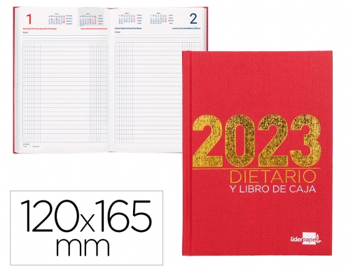 Dietario Liderpapel 12x16,5 cm 2023 octavo papel 70 gr color rojo 164113, imagen mini
