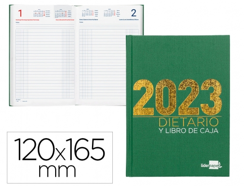 Dietario Liderpapel 12x16,5 cm 2023 octavo papel 70 gr color verde 164114, imagen mini
