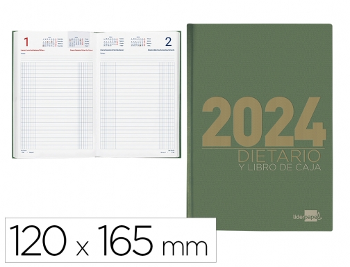 Dietario Liderpapel 12x16,5 cm 2024 octavo color verde papel 70 gr 167111, imagen mini