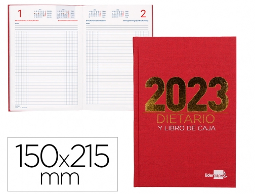 Dietario Liderpapel 15x21,5 cm 2023 cuarto papel 70 gr color rojo 164116, imagen mini