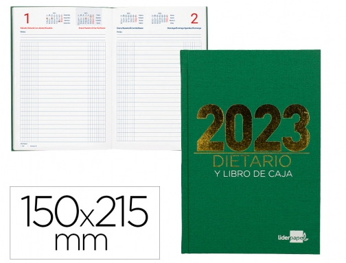 Dietario Liderpapel 15x21,5 cm 2023 cuarto papel 70 gr color verde 164117, imagen mini