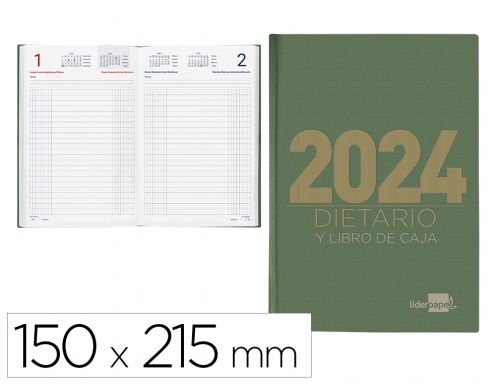 Dietario Liderpapel 15x21,5 cm 2024 cuarto color verde papel 70 gr 167114, imagen mini