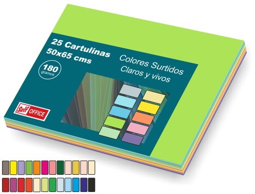 Comprar Cartulina Liderpapel 50x65 cm 180g m2 25 colores surtidos paquete de 25 166927