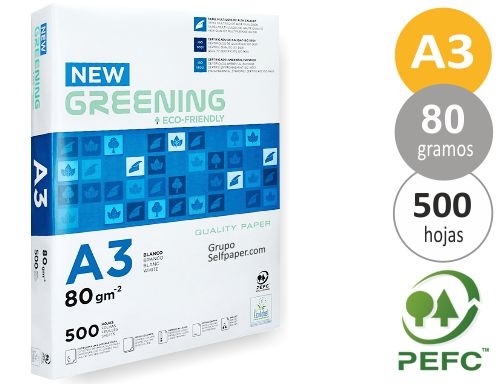 Papel fotocopiadora Greening Din A3 80 gramos paquete de 500 hojas FT04 , blanco, imagen mini