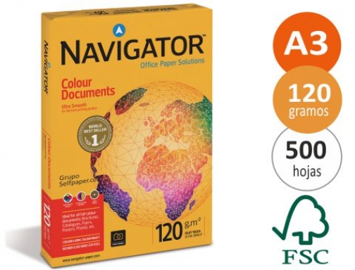 Papel fotocopiadora Navigator Din A3 120 gramos paquete de 500 hojas NAV-120-A3 , blanco, imagen mini