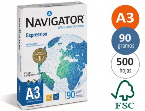 Comprar Papel fotocopiadora Navigator Din A3 90 gramos papel multiuso ink-jet y laserpaquete NAV-90-A3 , blanco