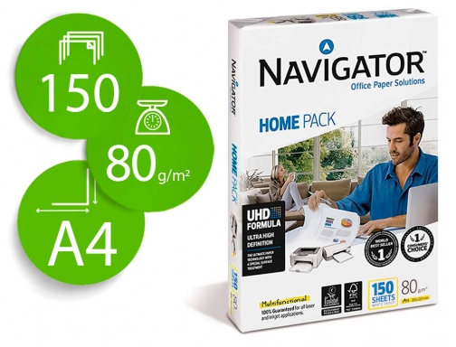 Papel fotocopiadora Navigator Din A4 80 gramos, paquete de 150 hojas, blanco, imagen mini
