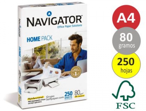 Comprar Papel fotocopiadora Navigator home pack Din A4 80 gramos paquete de 250 NAV-HOME , blanco