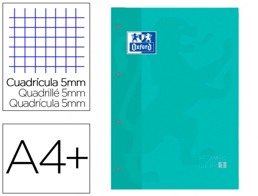 Hecho un desastre Rebaja Miedo a morir Recambio color 1 Oxford Din A4+ 80 hojas 90 gr cuadro 5 400123680 , ice mint