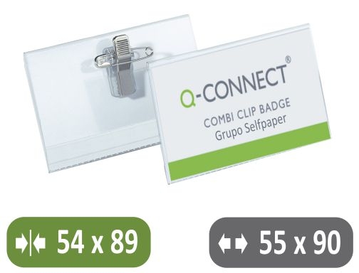 Identificador con pinza e imperdible Q-connect KF01567 54x90 mm, imagen mini
