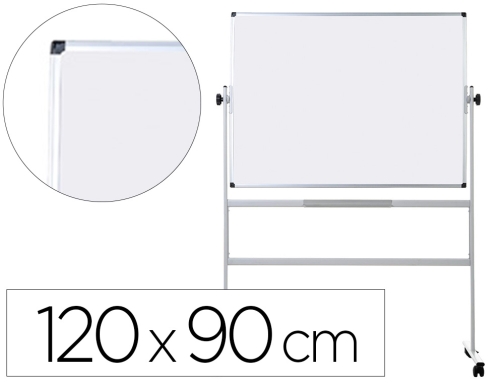 Comprar Pizarra blanca Qconnect doble cara melamina marco de aluminio 120x90 cm giratoria KF03581