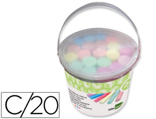 Comprar Tiza color Liderpapel para suelo cubilete de 20 unidades colores surtidos 74355