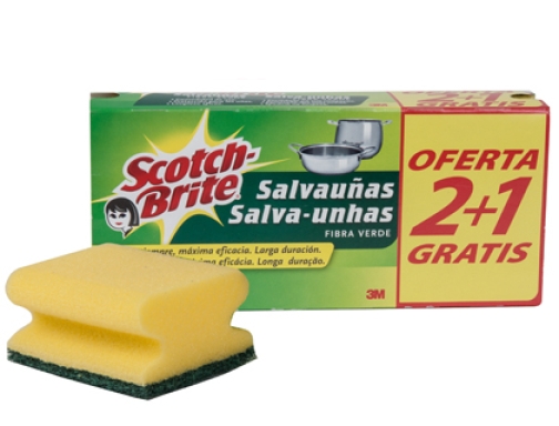 Comprar Estropajo salvauñas Scotch brite fibra verde paquete 3x2 39