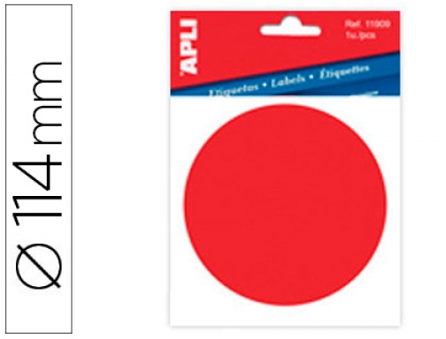 Etiqueta adhesiva Apli 11909 vinilo rojo señalizacion cristales 114 mm diametro blister, imagen mini