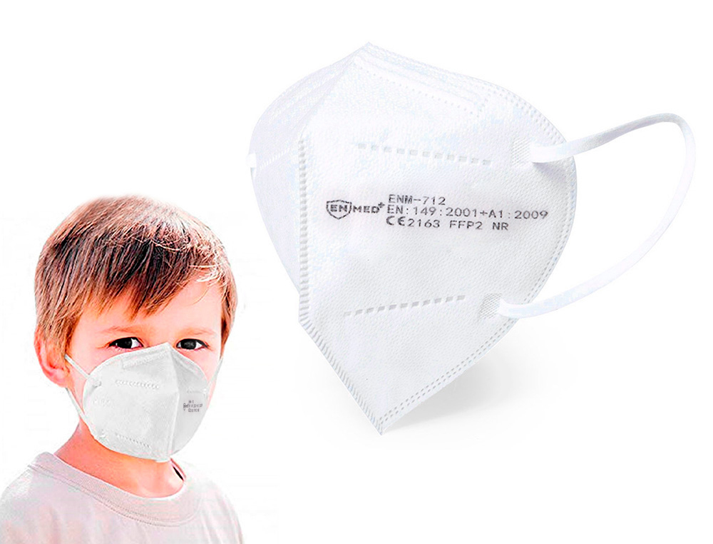 Mascarilla infantil facial ffp2 autofiltrante con ajuste nasal certificado ce Covid FFP2 INFANTIL , blanco, imagen mini