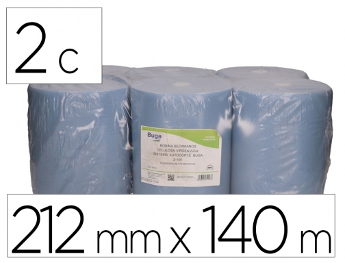 Comprar Papel secamanos Bunzl greensource 2 capas celulosa reciclada azul 212 mm x 31123