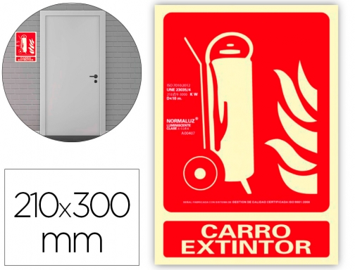 Pictograma Archivo 2000 carro extintor pvc rojo luminiscente 210x300 mm 6171-02H RJ, imagen mini