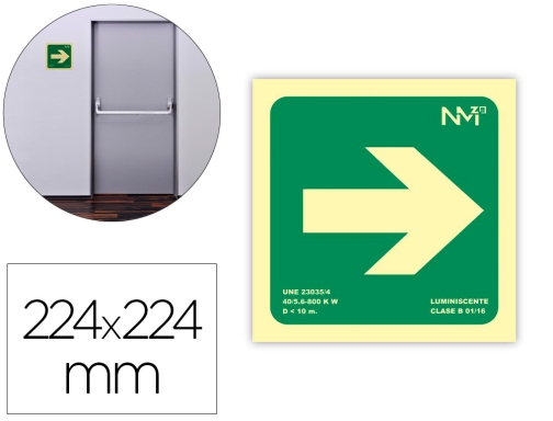 Comprar Pictograma Archivo 2000 flecha derecha pvc verde luminiscente 224x224 mm 617010HD VE