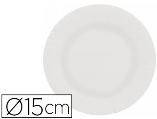 Comprar Plato papel reciclable blanco 15 cm paquete 100 unidades 10416