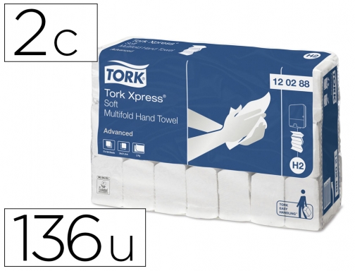 Toalla de papel engarzada 2 capas 21x33 cm paquete de 136 unidades Tork 120288, imagen mini
