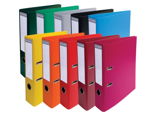 Archivador de palanca Exacompta carton forrado pvc Din A4 colores surtidos lomo 53074E, imagen 2 mini