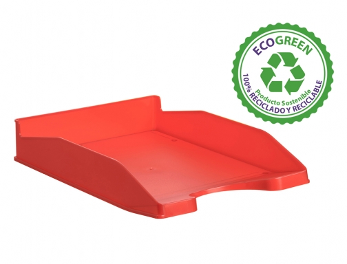 Bandeja sobremesa Archivo 2000 ecogreen plastico 100% reciclada apilable formatos Din A4 742 RJ , rojo, imagen 3 mini