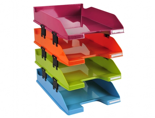 Bandeja sobremesa Exacompta plastico arlequin set de 4 unidades colores surtidos 346x254x243 113298SETD, imagen 2 mini
