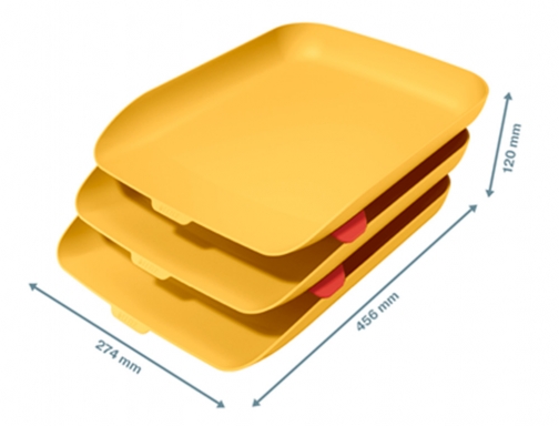 Bandeja sobremesa plastico Leitz cosy set de 3 unidades amarillo 274x120x456 mm 53582019, imagen 2 mini