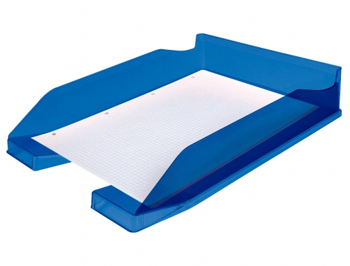 Bandeja sobremesa plastico Q-connect azul transparente 240x70x340 mm KF04197, imagen 3 mini